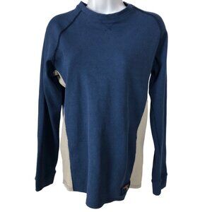 Mossy Oaks Top Women Size S Blue with White Sides Crew Neck Long Sleeves